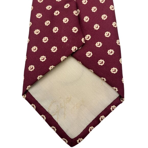 GIPA Italy Retro MCM Maroon Burgundy Italian Silk Tie Neck Luxury Vintage - Picture 5 of 6